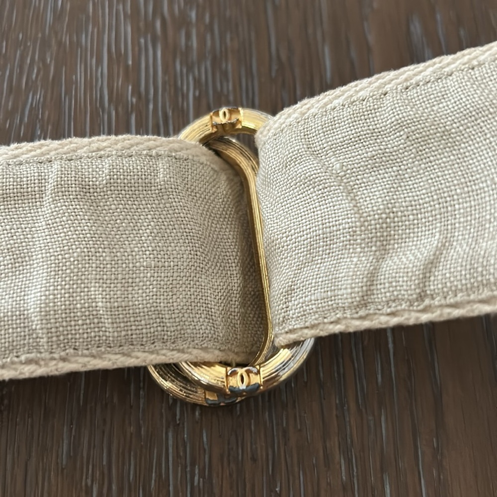 CHANEL Vintage Tan color Canvas Belt with Gold Buckle - Picture 5 of 8